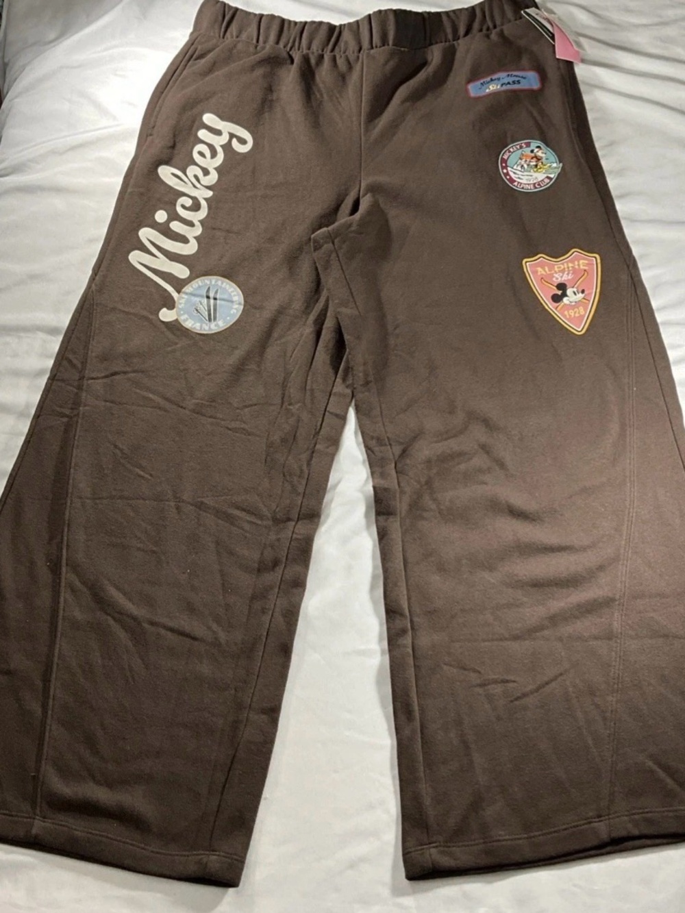 Disney Brown Mickey Mouse Ski Patch Joggers